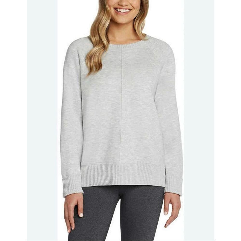 MAX & MIA Women's Sweater XL Butter-Soft Seam Front Heather Gray Long Sleeve NWT